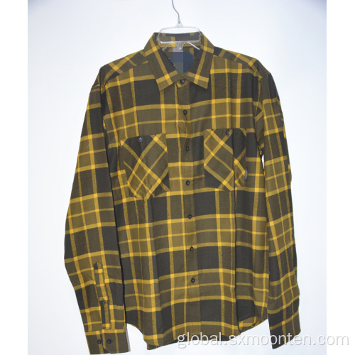 Plaid Printing Cotton Flannel Shirts Windproof Plaid Print Long-sleeve Men's Cotton Flannel Shirt Factory